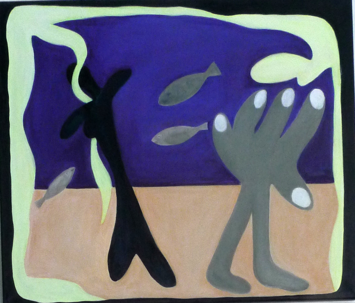 Beach with fishes, without a moon 